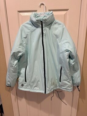 Lands' End Light Blue Women's Ski Jacket with gloves and scarf.